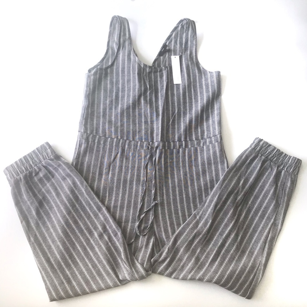 DREW Gray Striped Jumpsuit